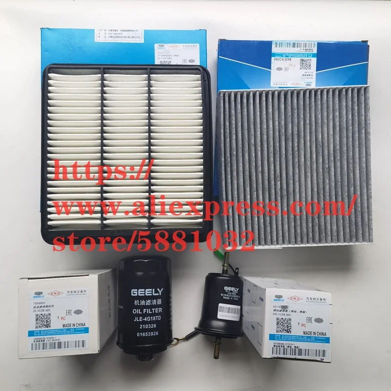 4pcs/set Filter Set for Geely Atlas Geely Emgrand X7 Sport Air Filter&Oil Filter&Cabin Filter& Fuel Filter Geely Atlas PRO1.8T