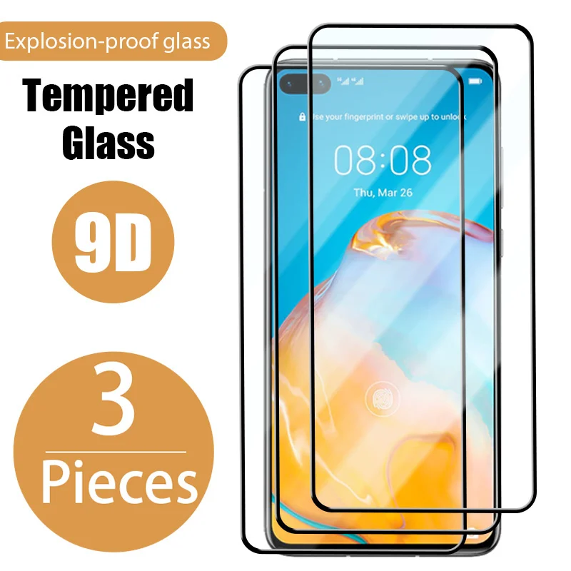 3PCS Full Protective Glass for Huawei P30 P20 P40 Lite Pro Screen Protector for Huawei Y7 Y9 Mate 20 30 Lite P Smart 2021 Glas