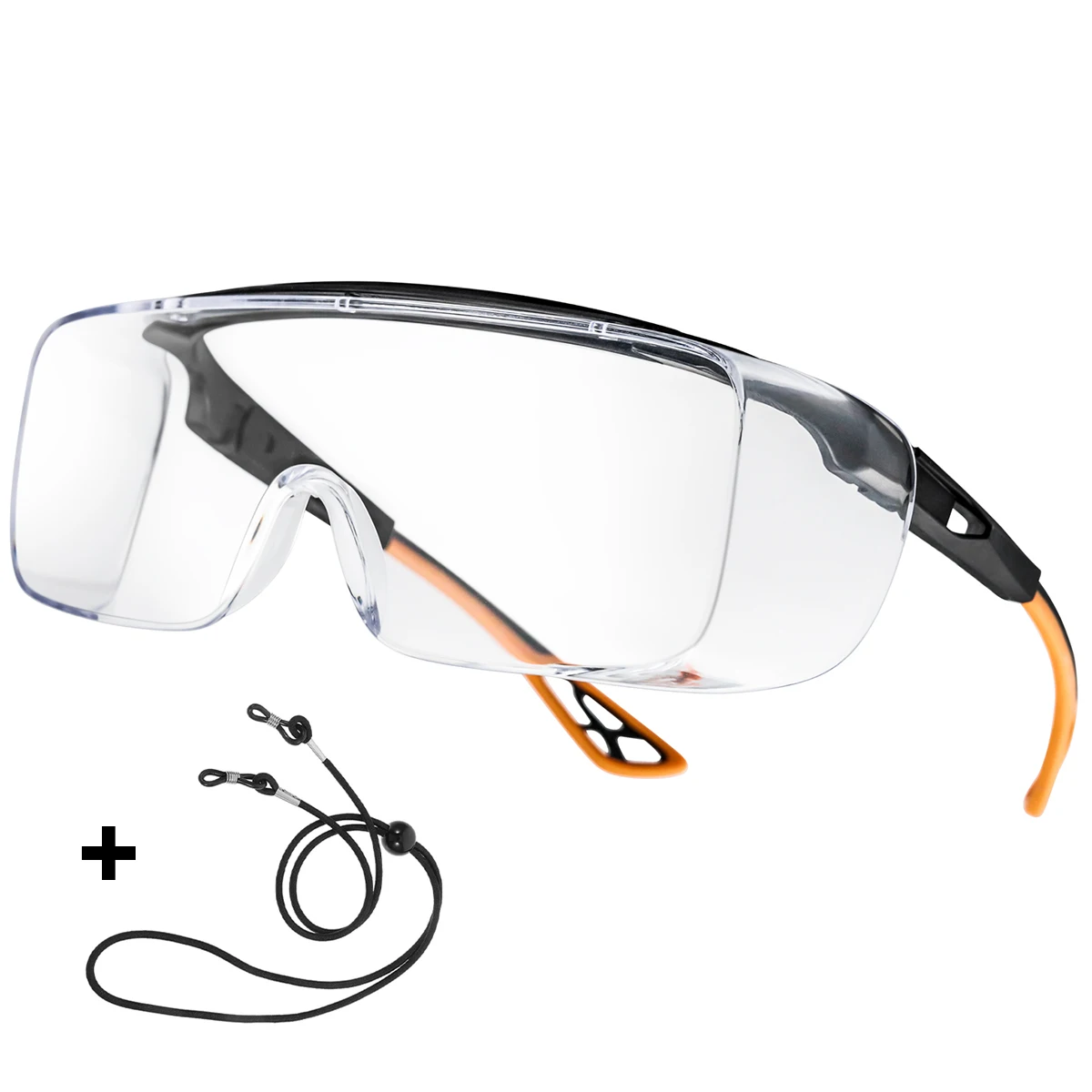 Adjustable Safety Glasses over Glasses ANSI Z87.1 with Anti-Fog Scratch Resistant Lenses And Side Protection HM6