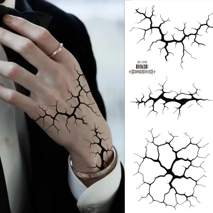 1/2/5pcs Halloween Crack Temporary Tattoo Sticker Waterproof Realistic Vein Design Gothic Spider Web Crack Fake Tattoo Stickers
