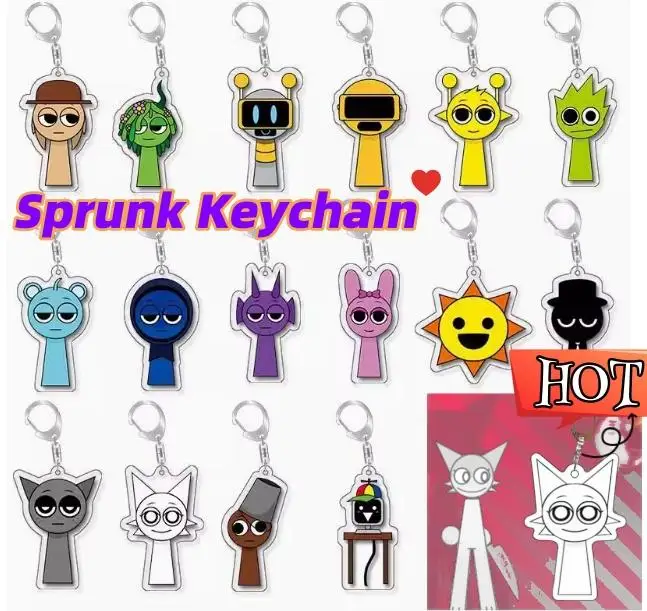 5cm Acrylic Sprunk Keychain 22 Full Character Animation Peripheral Popular Game Character School Bag Mobile Phone Pendant Gift