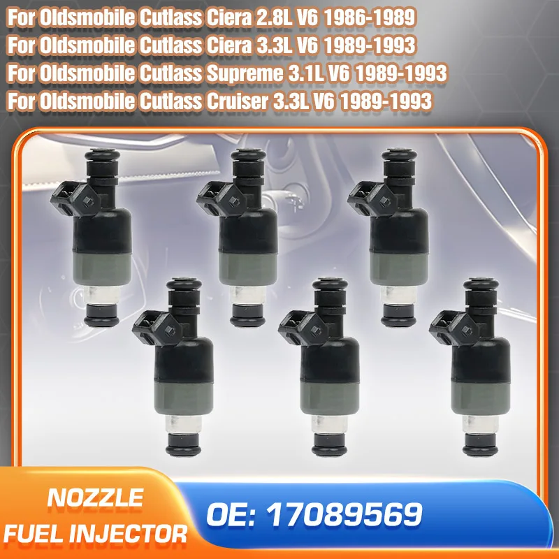 

Fuel Injector Nozzle For Oldsmobile Cutlass Ciera 1986-1993 Oldsmobile Cutlass Supreme Cruiser 1989-1993 Set of 6pcs 17089569