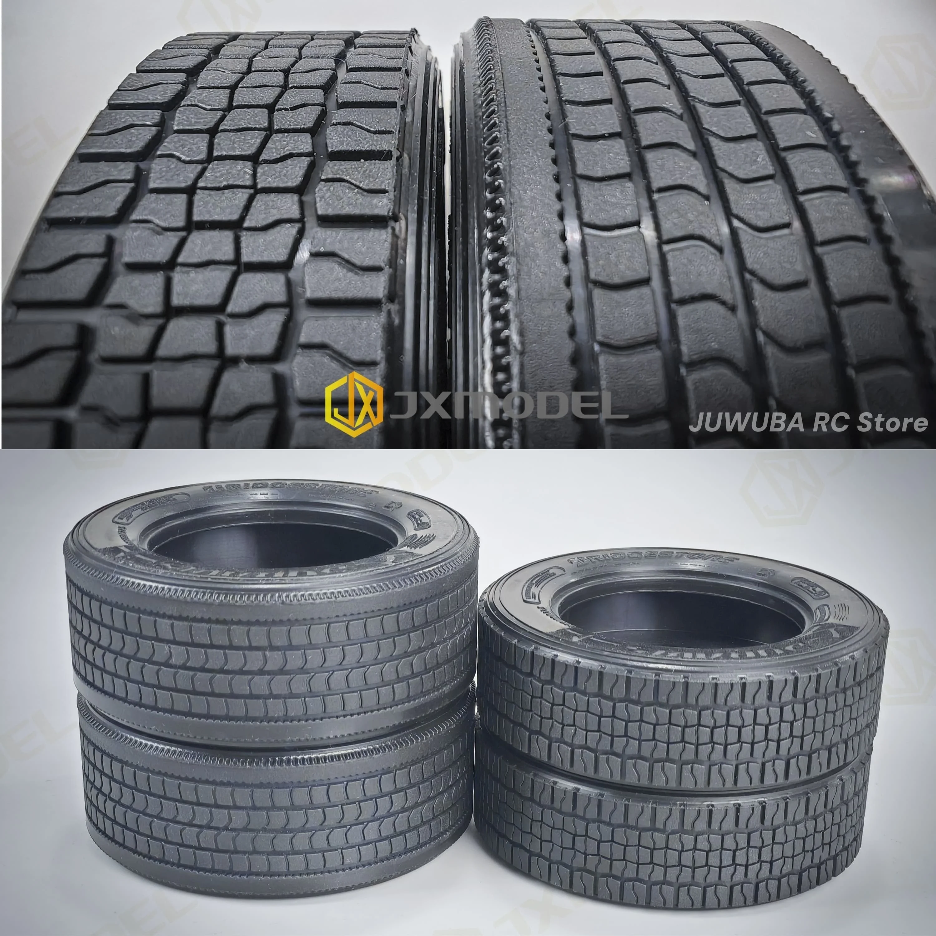 2 PCS RC Tire Rubber Tyre JXMODEL Tires For Tamiya 1/14 RC Tactor Truck Semi Trailer 770S TGX FH16 Tipper Parts DIY Accessories