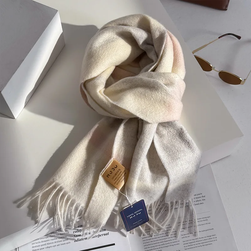 100% الصوف الشتاء وشاح للنساء طويل دافئ أوشحة كشميرية الحجاب الصلبة سيدة شال التفاف الإناث الباشمينا باندانا الأوشحة الرأس