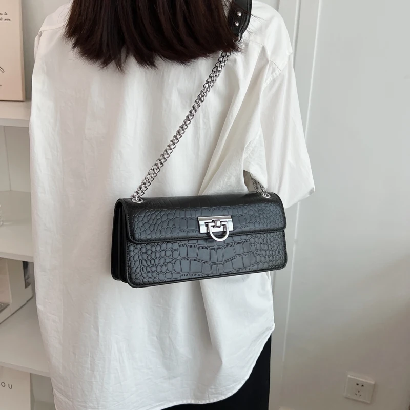 LEFTSIDE Stone Pattern Design Small Shoulder Bags for Women 2024 PU Leather Crossbody Bag Lady Chain Handbags and Purses