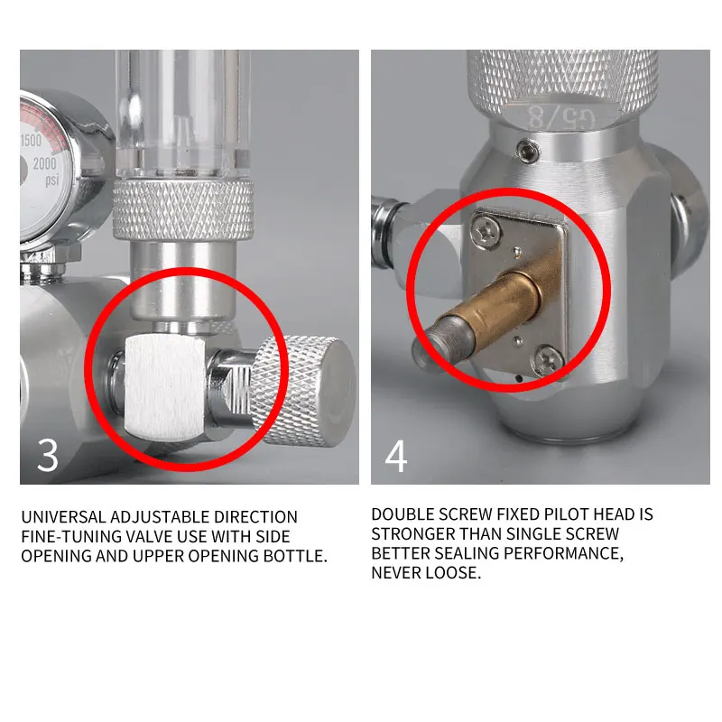 خزان حوض أسماك co2 الحوض المقياس المزدوج co2 ضغط regulatorsG5/8 W21.8 CGA320 M22 مع الملف اللولبي