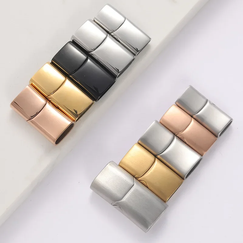 5pcs/Lot High Quality Stainless Steel Magnetic Clasp Leather Cord Bracelet End Hidden Buckle DIY Jewelry Handmade Accessories