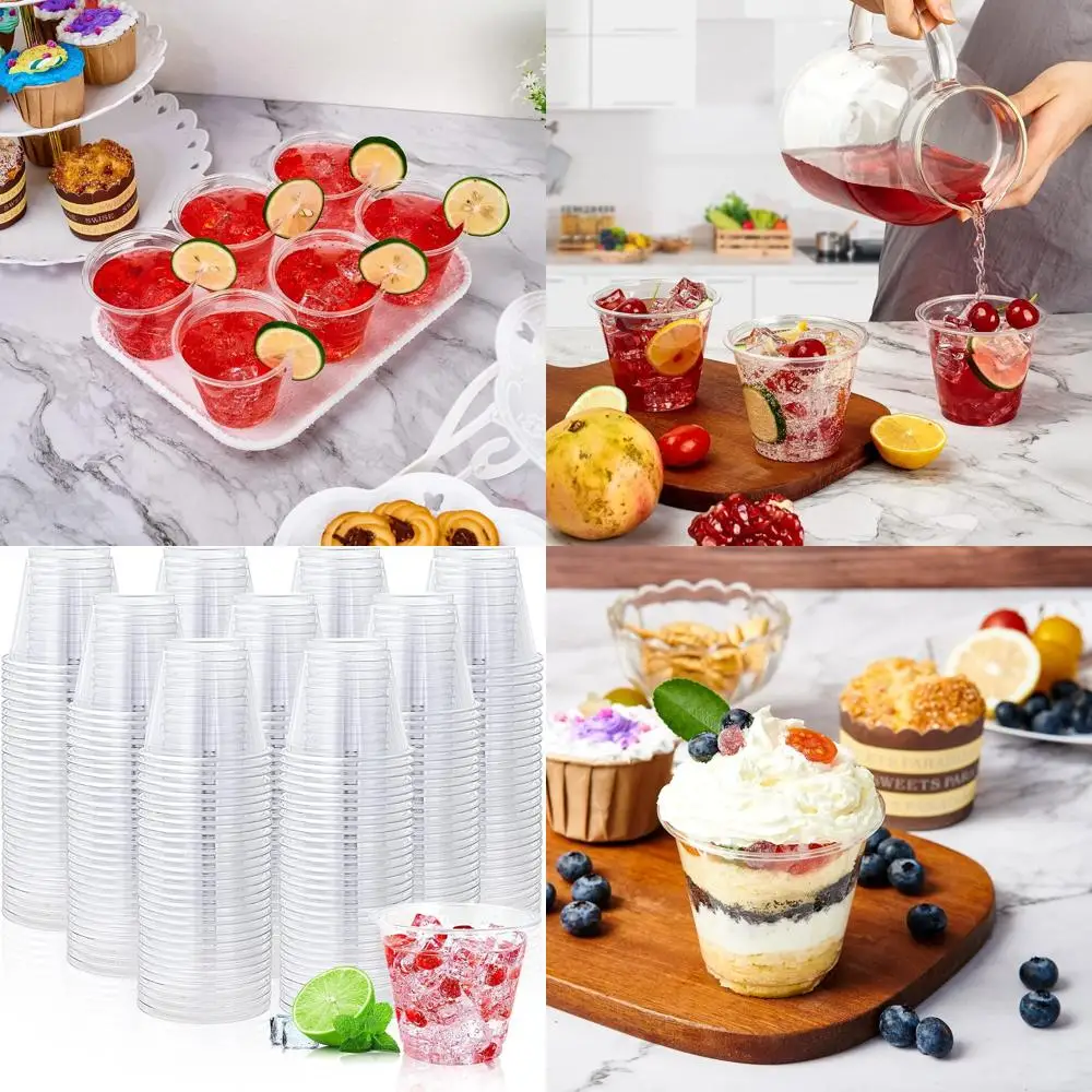 

9 oz Clear Plastic Cups (1000 Pack) - Premium Disposable Cups for Events and Parties