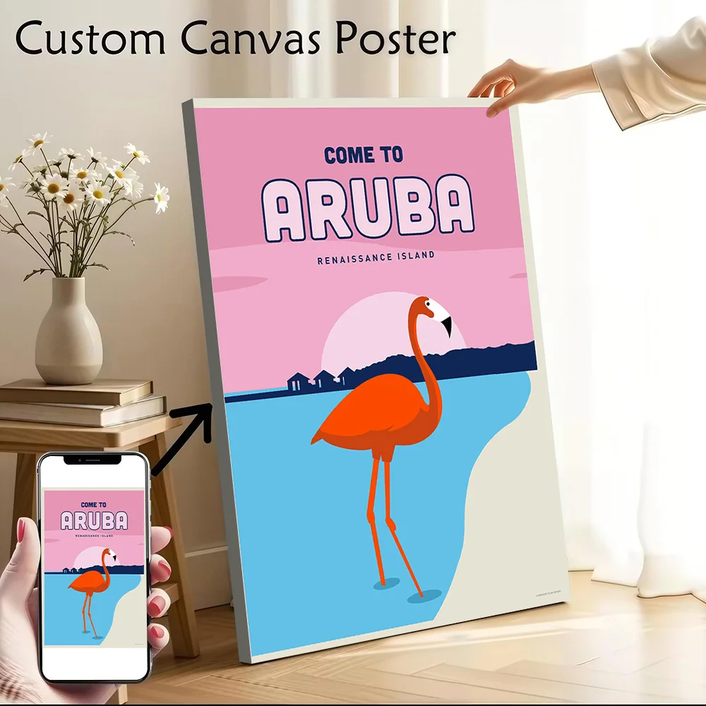 Visit Aruba Canvas Wall Art Poster Personalized Photo Printing Perfect Gift for Modern Home Decoration Ornaments Vintage Decor