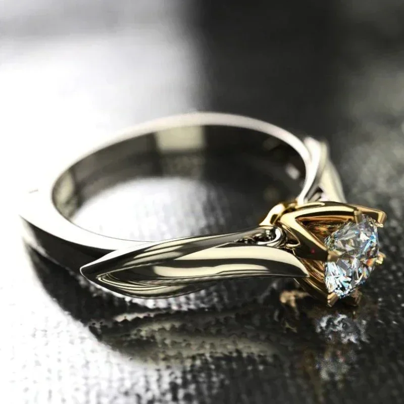 2026 New Personalized Bicolor Women\'s Wedding Ring Luxurious Paving Cubic Zirconia Proposal  Fashion Jewelry Wholesale