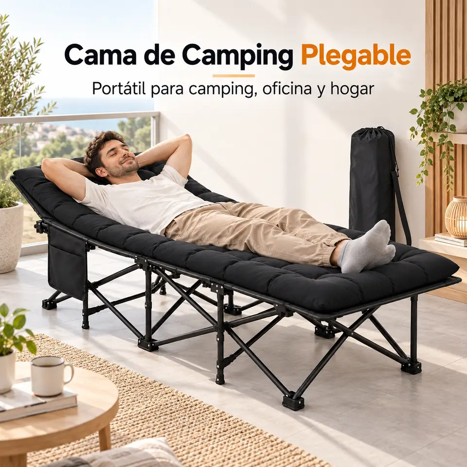 CAMA PLEGABLE PORTÁTIL CON COLCHÓN