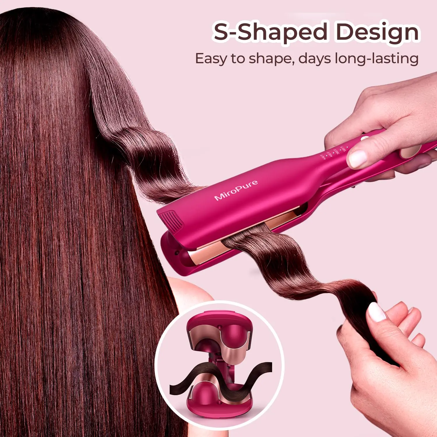 Wave Iron Beach Curling Hair Stick 2.54Cm PTC Heater Automatically Turns Off, Easy To Adjust Shape, Long-Lasting Heating 300