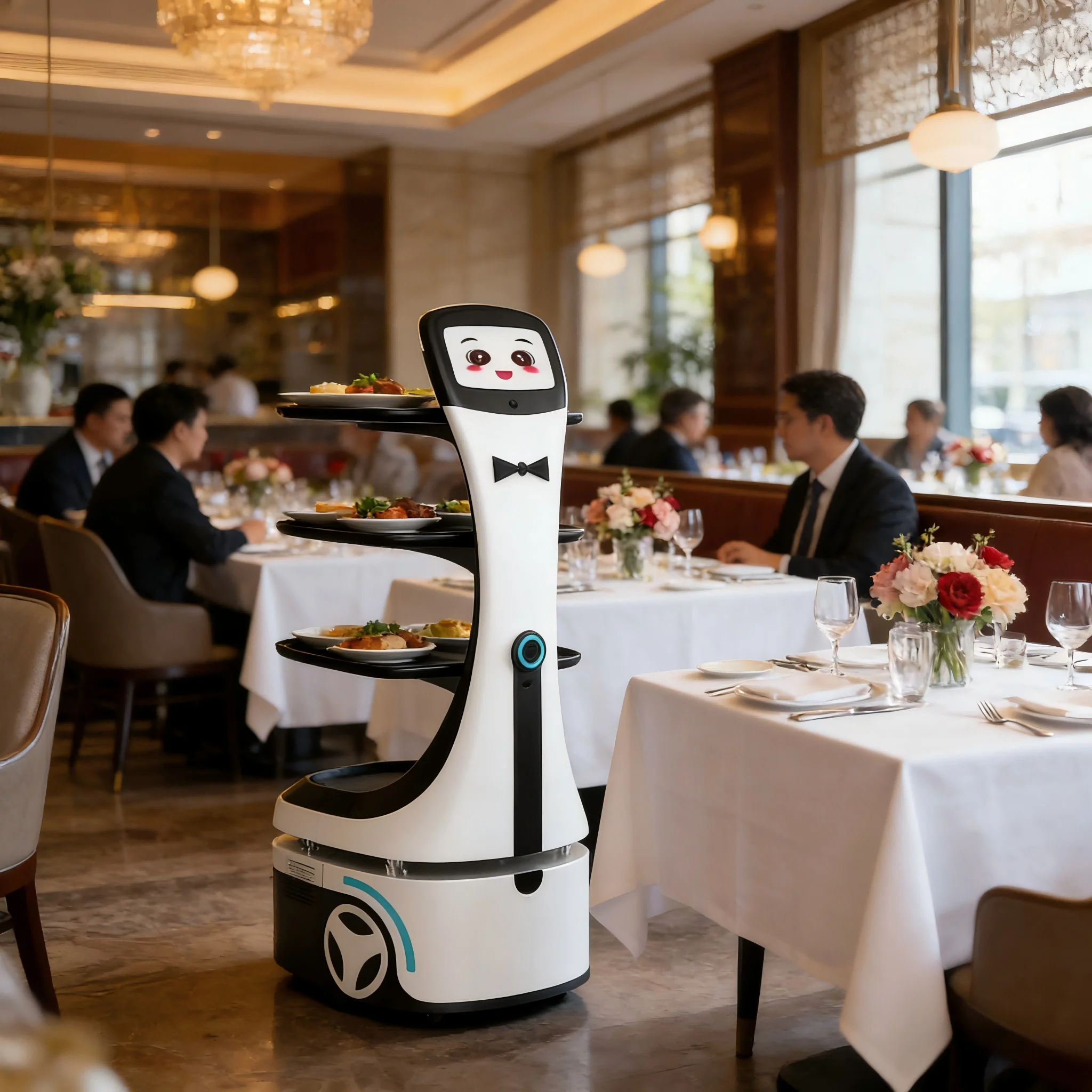 Factory Hot Selling Restaurants  App-Controlled Auto Charge Wi-Fi 40kg Payload Food   Hotel Waitres  Delivery Service Robot