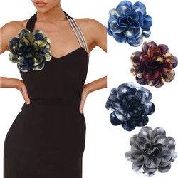 13CM Exaggerate Handmade Large Satin Flower Brooch for Women Wed Bridal Elegant Broochs Party Jewelry Accessories Gift