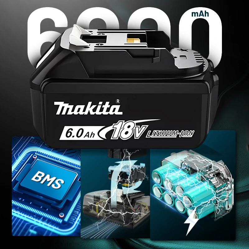 Original Makita 18v rechargeable tool battery 3.0Ah 5.0Ah 6.0Ah, suitable for Makita BL1840, BL1830, BL1850, BL1850B, BL1860B