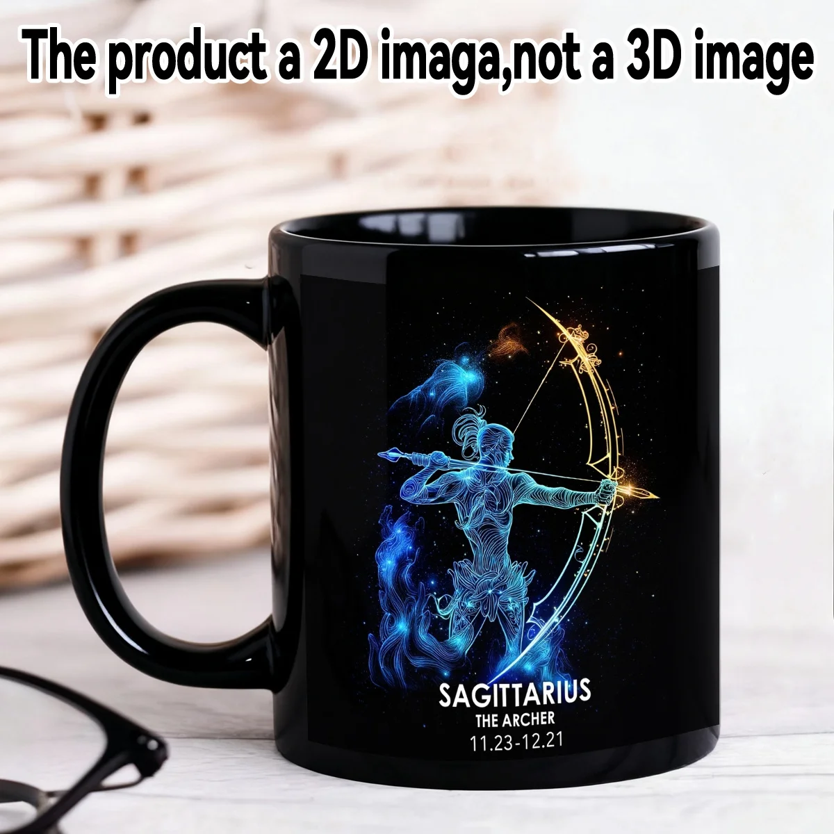 Taza con Signo Zodiacal de Sagitario - Taza de Café de Cerámica Resistente de 11 Onzas con Diseño de un Arquero y la Constelación de Sagitario
