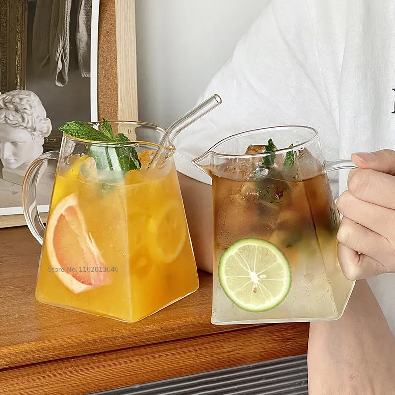 350/550ml Glass Pitcher Milk Pitcher Mini Glass Pitcher Transparent Coffee Pitcher Glass Tea Milk Pourer Glass Creamer Pot