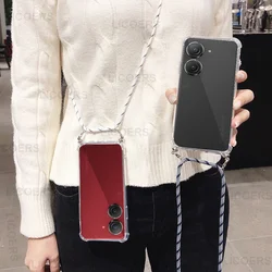 Adjustable Rope Case for ASUS Zenfone 11 Ultra 10 9 8 Cover Crossbody Lanyard Shoulder Strap Air-bag Crystal Soft Shell Funda