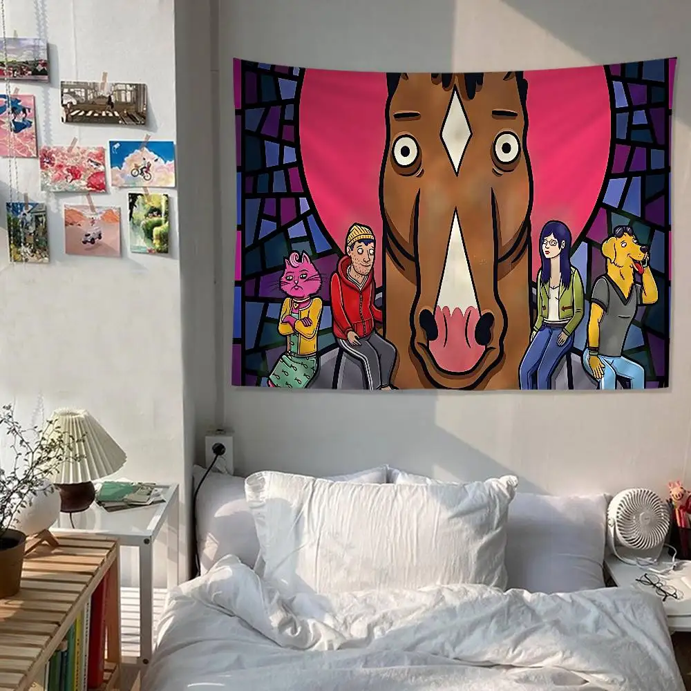 2026 Cartoon B-BoJack H-Horseman Printed Large Wall Tapestry Art Science Fiction Room Home Decor Decor Blanket ROOM Tapestry
