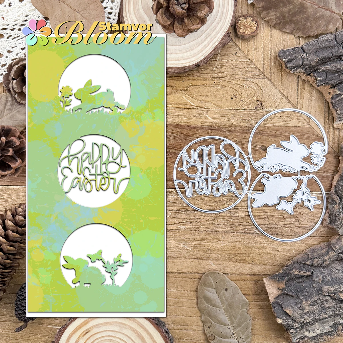 Original Frohe Ostern Schöne Hase Kreise Rahmen Metall Stanzformen Scrapbooking Dekorative Prägung