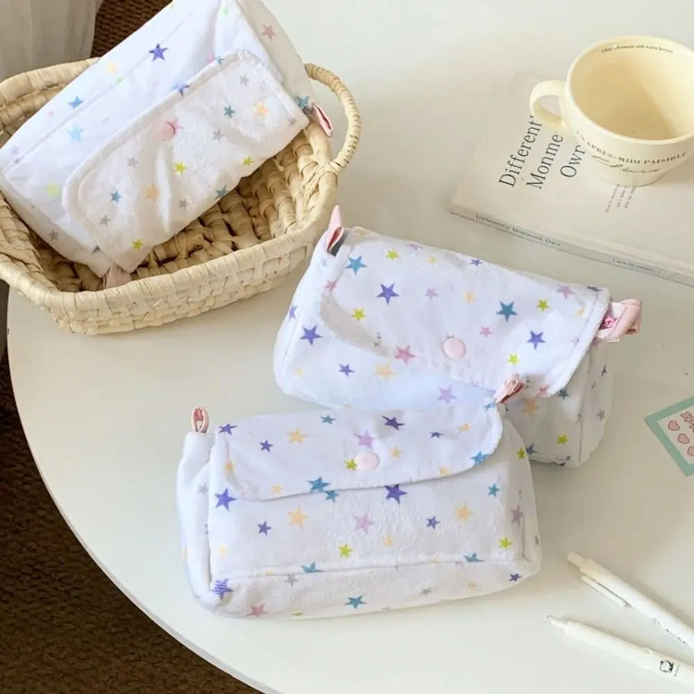 Large Capacity Little Bear Star Pencil Case Rabbit Printed Makeup Bag Portable Simple Zipper Stationery Pouch Student