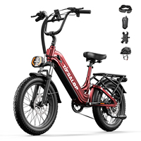 TIFGALOP adult electric bicycle, 20-inch wide tires, 48V 20Ah battery, dual shock absorbers, maximum range 50-150km.