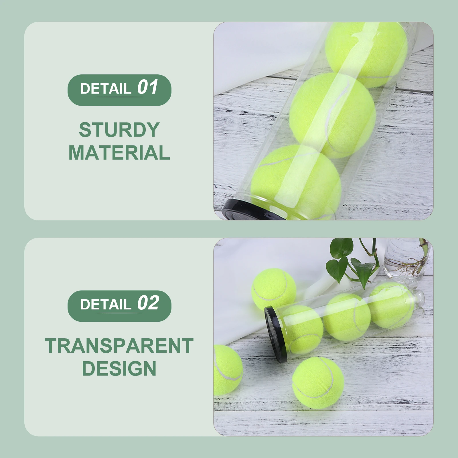 

4 Pcs Tennis Cylinders PVC Transparent Black Lid Containers for Balls Storage Portable Durable Sports Accessories