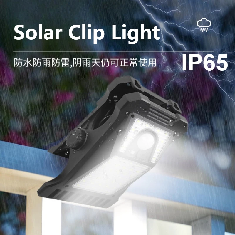 Solar Light with Clip, Motion Sensor Waterproof Outdoor Light for Garden, Camping, Tent, Fence, Auto on/Off