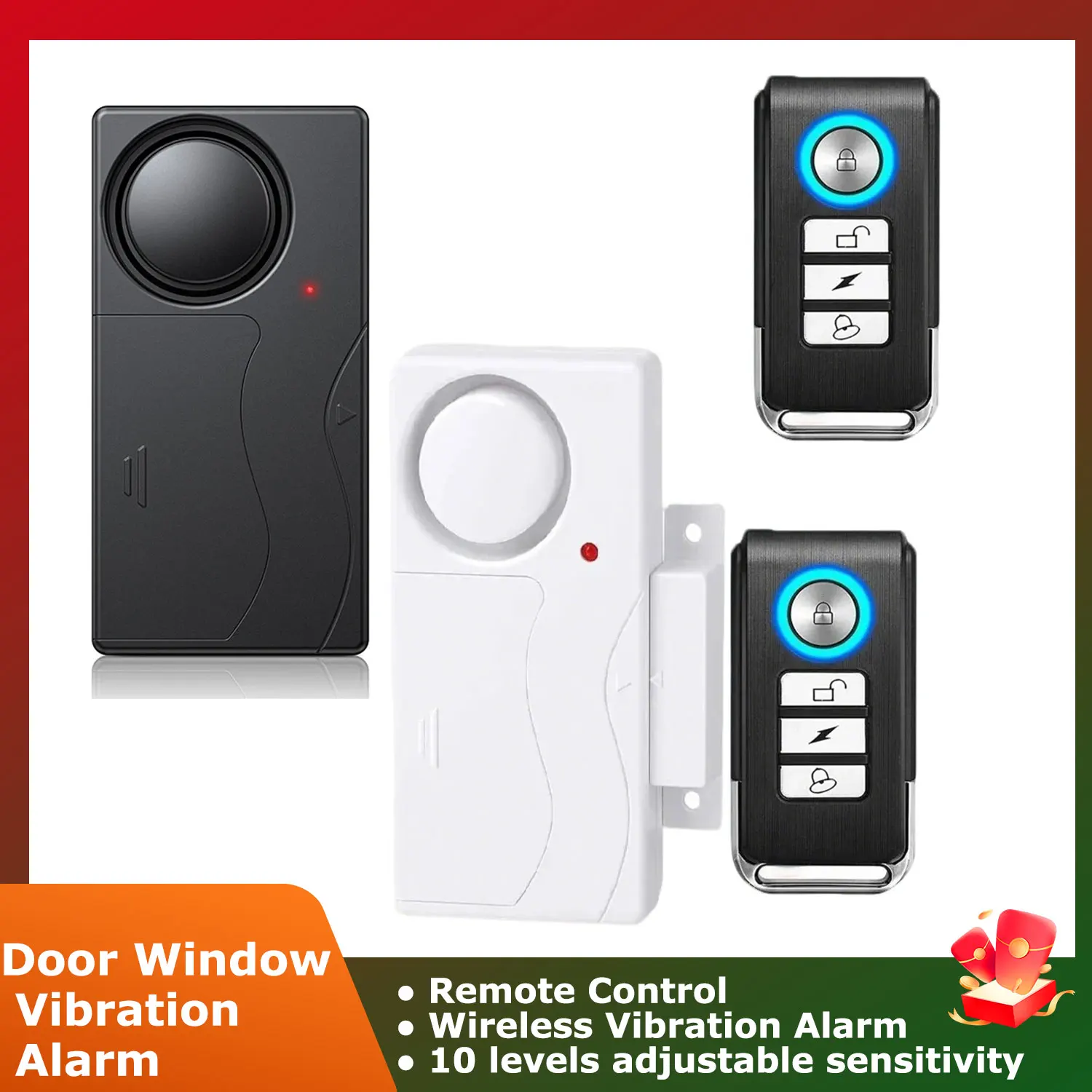 

Wireless Door Window Vibration Sensor Alarm 110dB Anti-theft Remote Control Detectors Home Security Alarm System