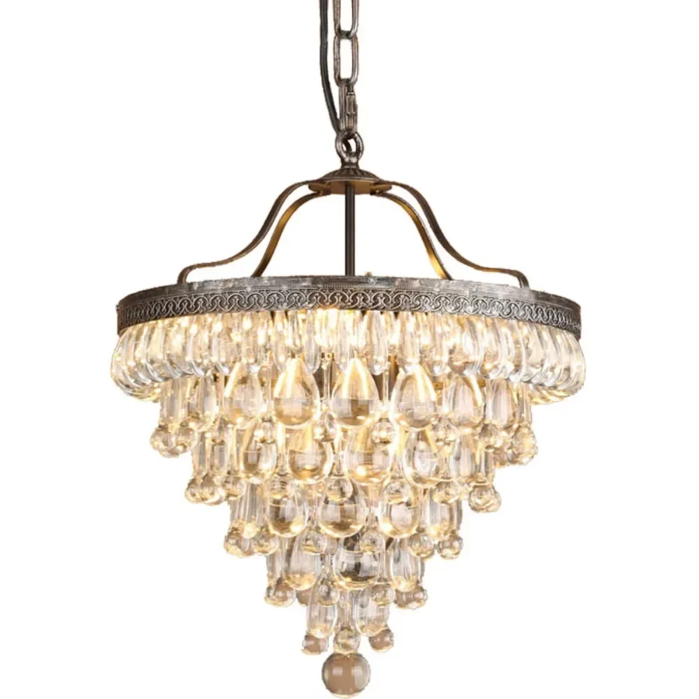 

American Vintage gold Chandelier Crystal LED Chandelier,Hanging Lamps Lustre Suspension Luminaire Lampen For Living Room