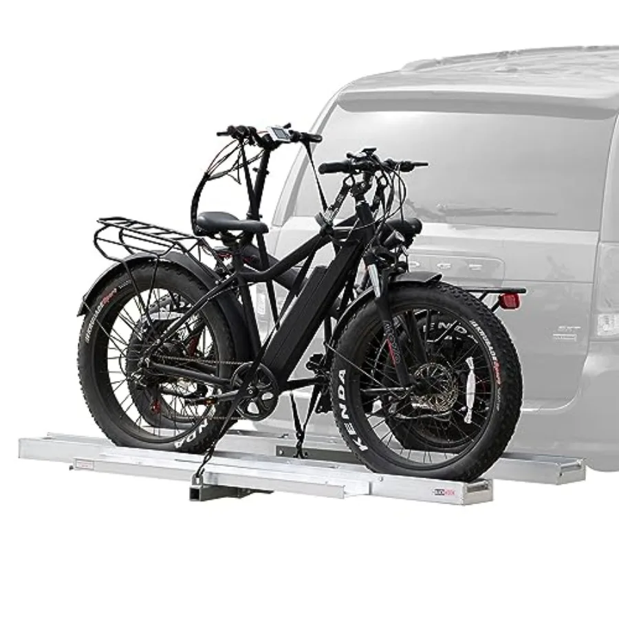 

eBike Rack for Car Truck SUV Tow Hitch, Steel, Black, Holds 2 Electric Fat Tire Bikes with Loading Ramp