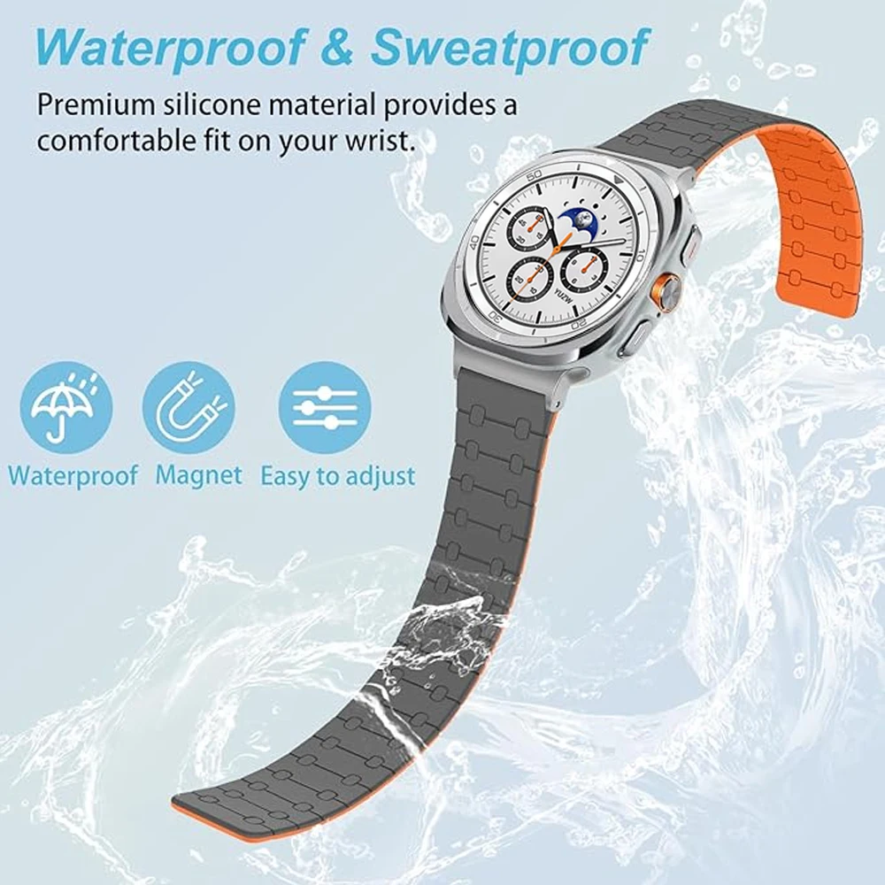 삼성 갤럭시 시계 8 40mm/44mm 팔찌 갤럭시 시계 8 클래식 46mm 시계 밴드 액세서리에 대한 틈새 없음 자기 실리콘 스트랩