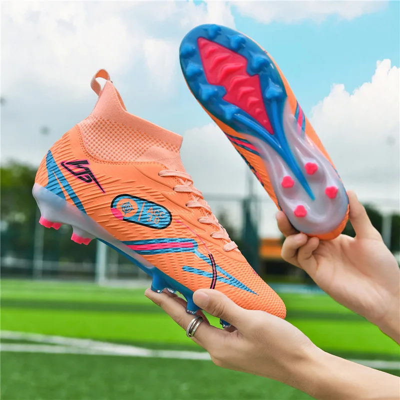 High Quality Football Boots Men Fashion Lightweight High Top Soccer Shoes Kids Professional Outdoor Non-slip Men's Futsal Shoes