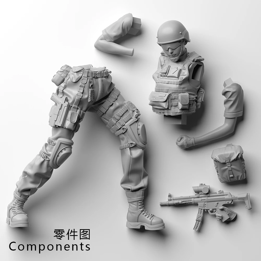 OceanCosmos miniatures, Original, Counter Terrorism Response Unit, Hong Kong police, girl, Resin unpainted Model kit figure GK