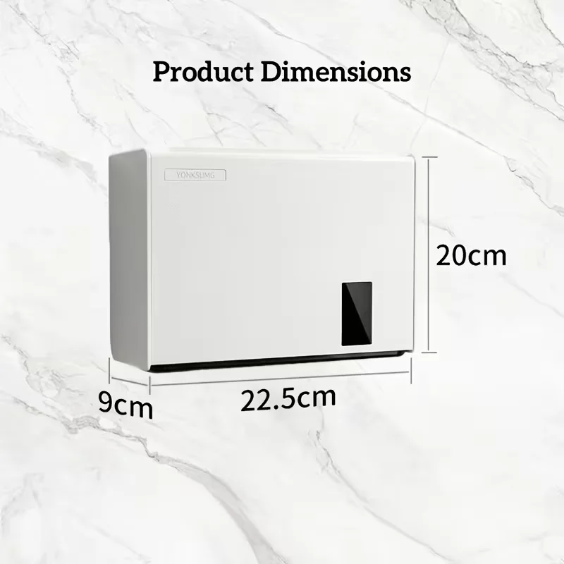 No-Drill Wall Mounted Hand Towel Dispenser, 22Cm (8.66In) Wide Outlet, 200 Sheets Capacity, Upgraded Thickened Anti-Yellowing,