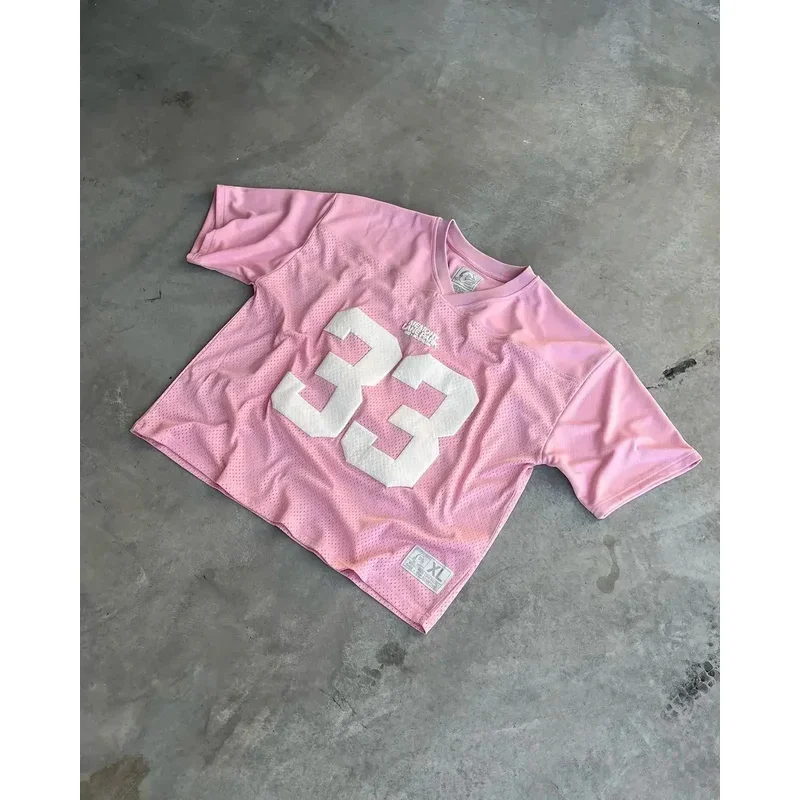 

Y2K American Retro Splicing Loose Mesh Breathable Sports Tshirt for Men and Women Street Hip Hop Summer Goth Trend Design Couple