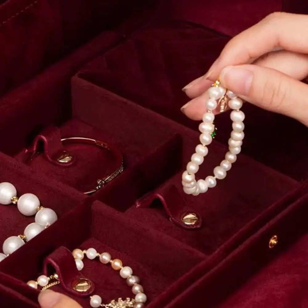 Velvet Necklace Storage Box Large Capacity Dustproof Jewelry Storage Box Vintage Space Saving Earrings Container Women