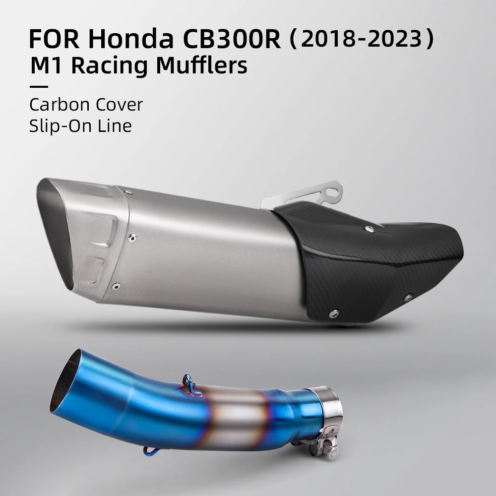 For Honda CB300R 2018-2023 Motorcycle Exhaust Modified Middle Link Pipe Stainless Steel Muffler with Carbon Cover Escape System