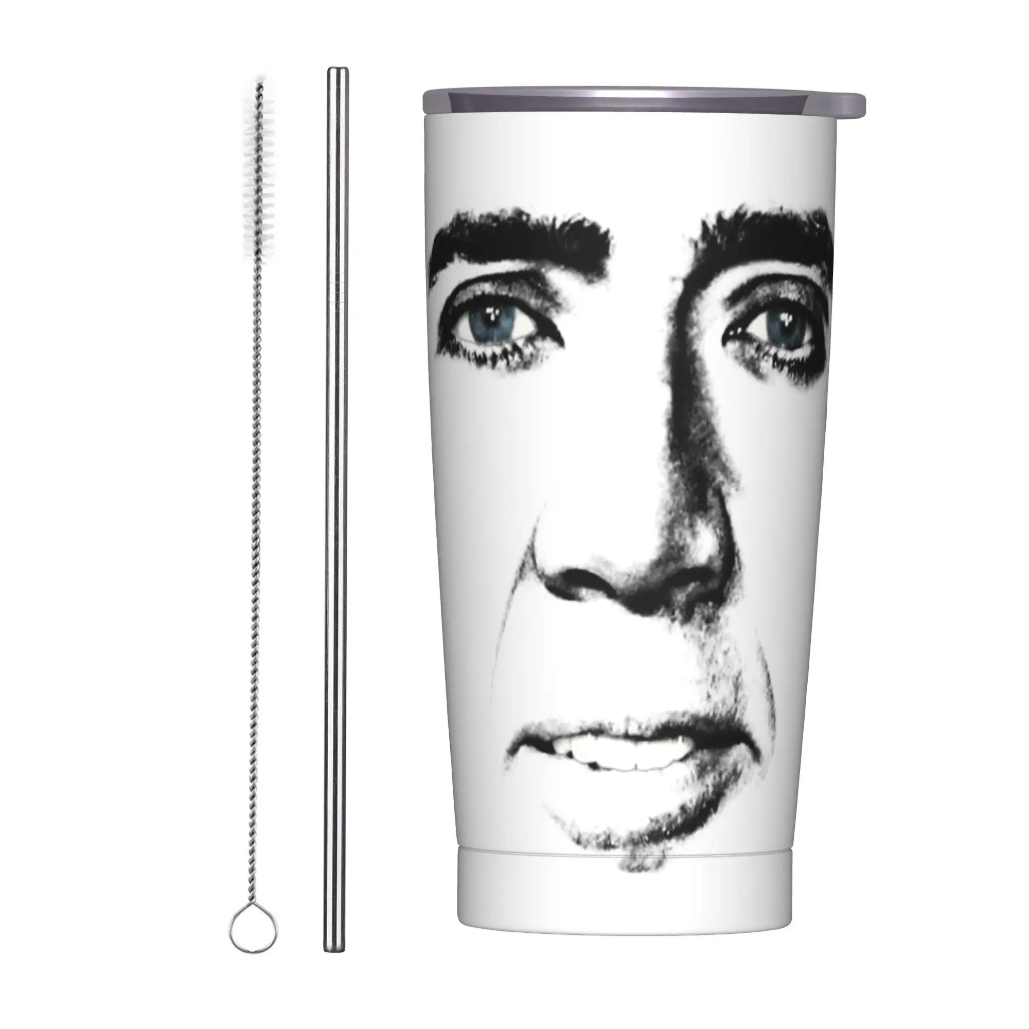 John Travolta Tumbler Vacuum Insulated Nicolas Cage Funny Meme Thermal Cup Vacuum Flask Travel Outdoor Mug Spill Proof, 20oz
