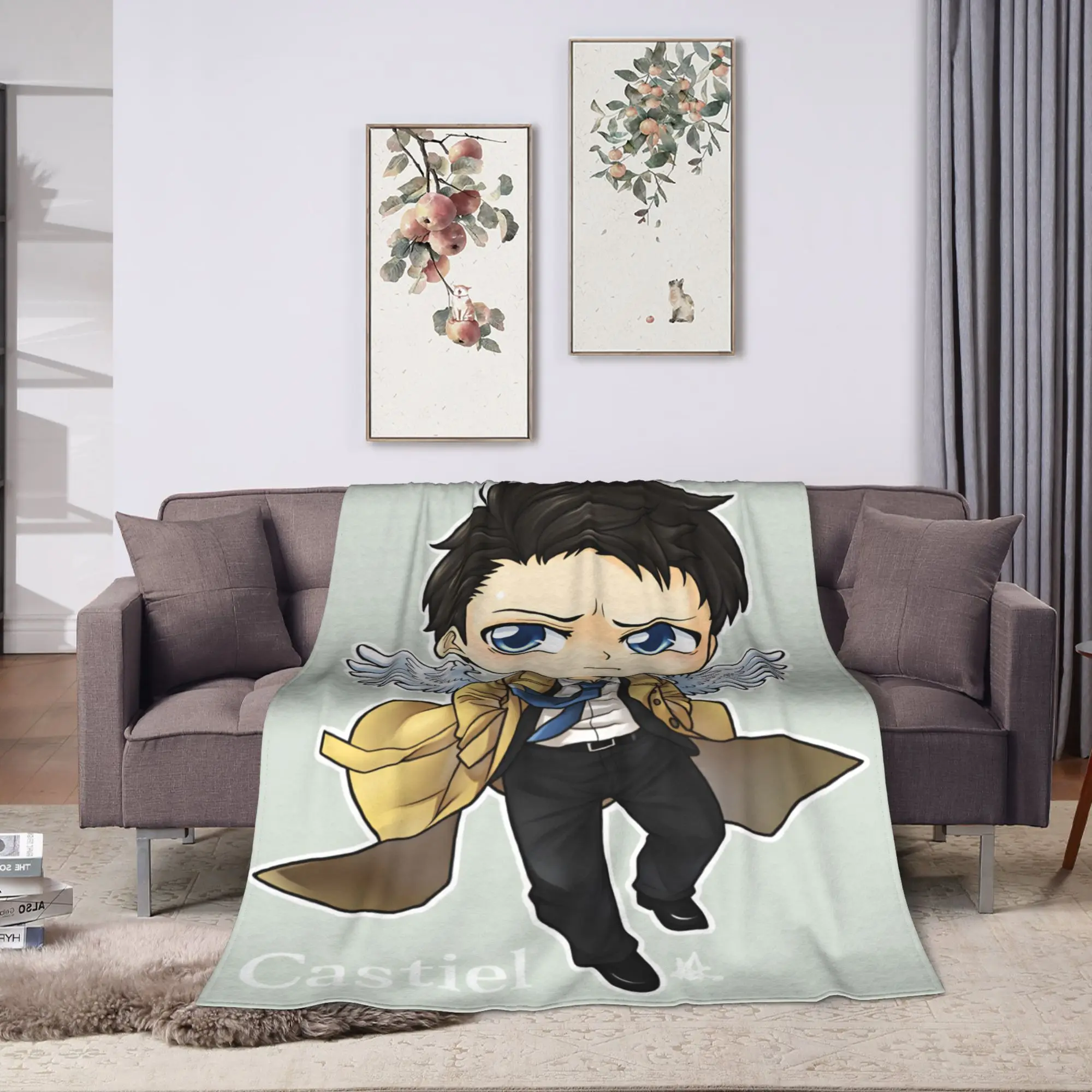 castiel supernatural Soft Blanket  Airplane Travel Plush Throw Blanket Street Trend Couch Chair Flannel Bedspread Sofa Bed Cover