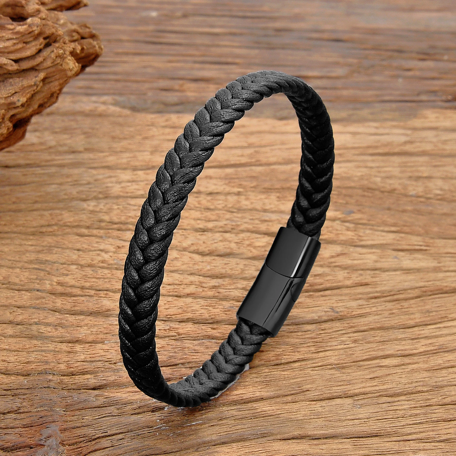 Simple Classic Stainless Steel Bracelet for Women Men Genuine Braided Leather Bangles Special Birthday Party Couple Jewelry Gift