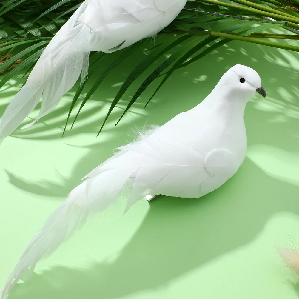 

6Pcs Simulation Dove Ornaments - Lightweight Fake Birds Clips for DIY Craft Xmas Tree Decorations Indoor Outdoor Use