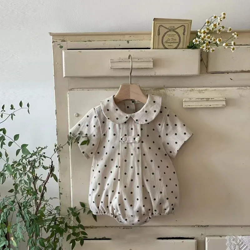 

2024 Newborn Clothing Elegant Waffle Plaid Casual and Comfortable Soft Girls Autumn Round Neck Long Sleeve Baby Jumpsuit HY06211
