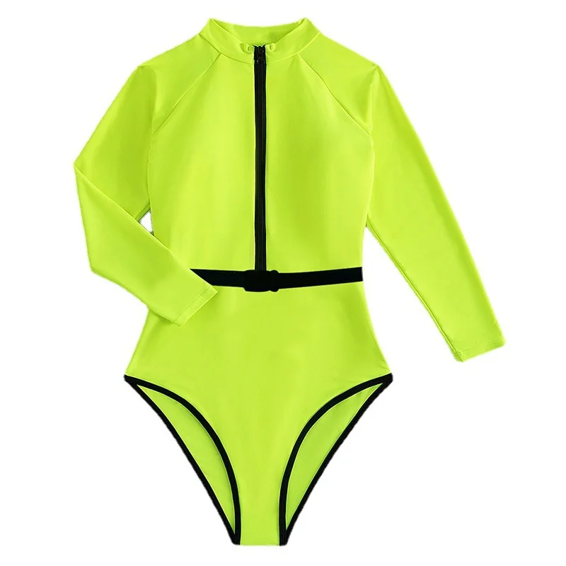 Nuovo costume da bagno a maniche lunghe costume intero con cintura staccabile costume da bagno sexy a maniche lunghe da donna ZT291