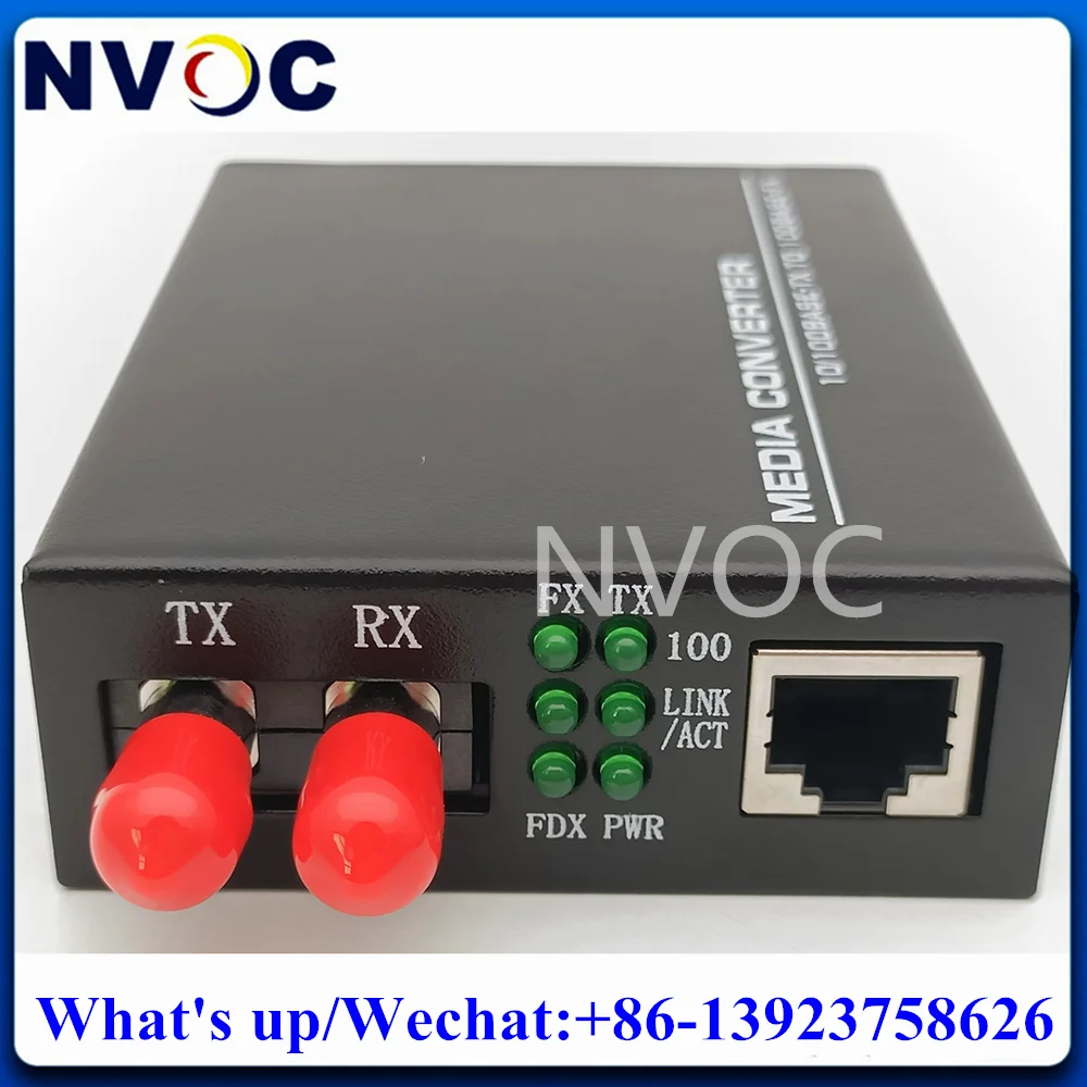 

100M MM Multimode 1310nm Dual ST 2KM Megabit Fiber to 1RJ45 Ethernet Duplex Fibre Optic Media Converter Transceiver