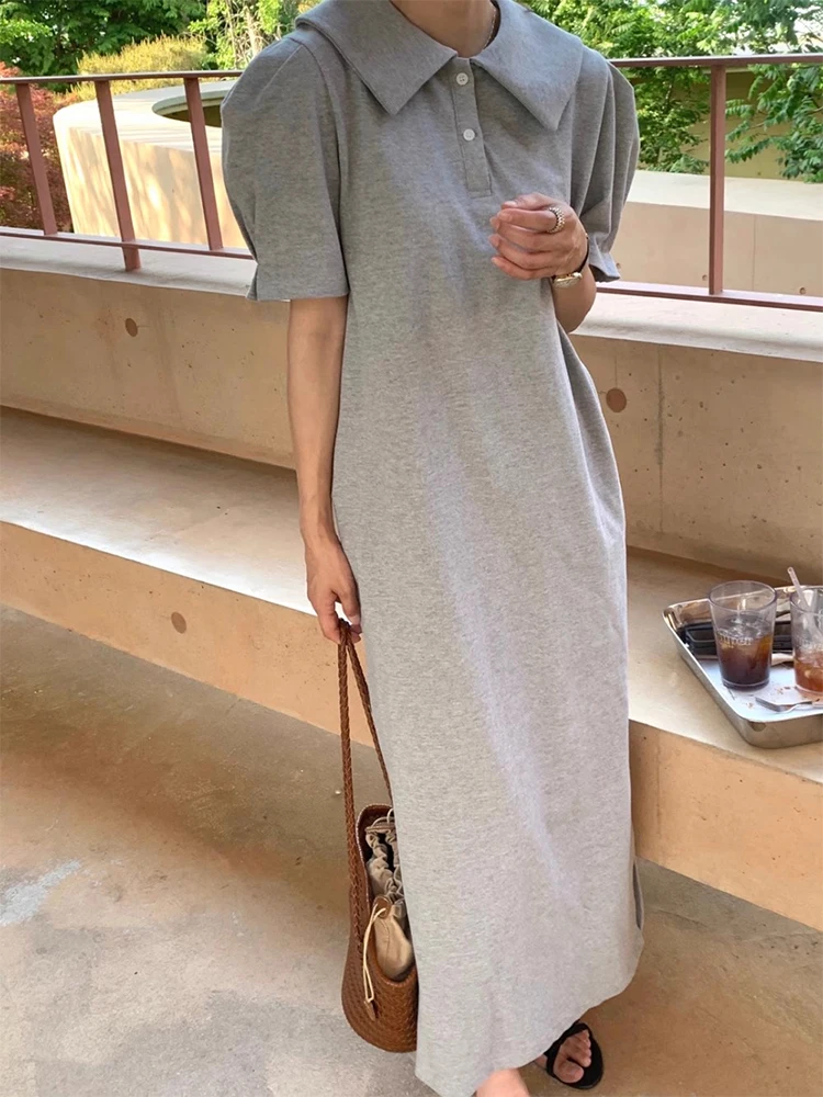 Liangliang rétro Ne ort Sve t-shirt Dr femmes été nouvelle jupe longue décontractée coton confortable respirant