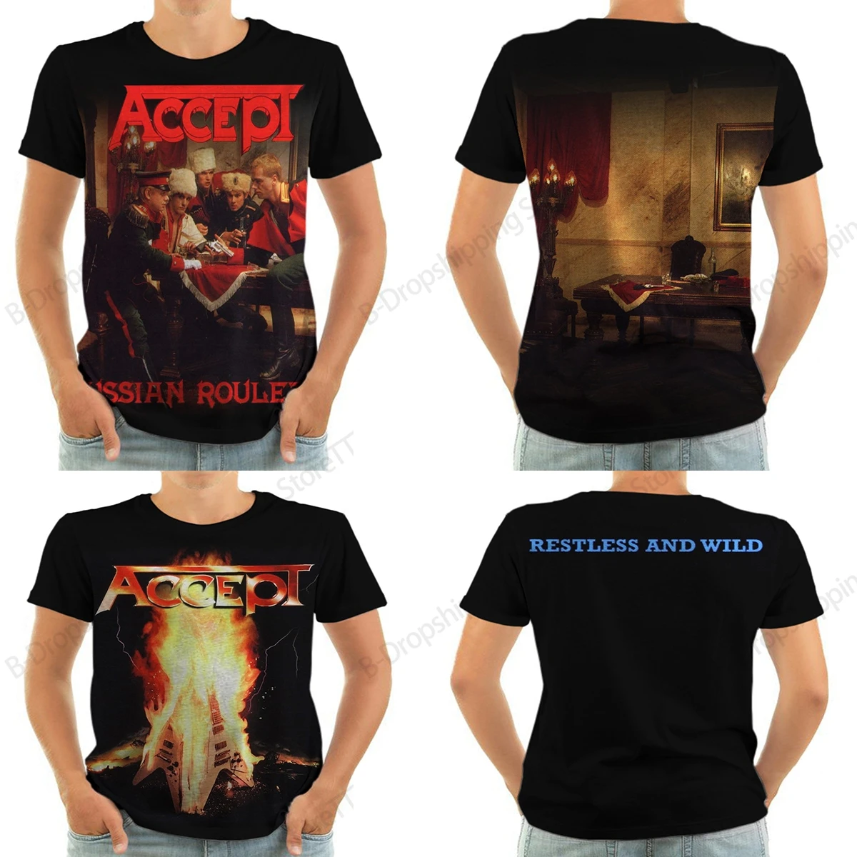 Vintage Rock Accept Band Album 2027 3D Print T-shirt Men Women Fashion Short Sleeve Hip Hop Tops Tees Men's Clothing Fan Gift