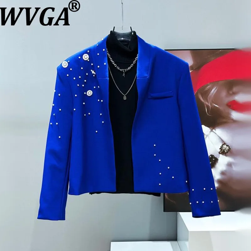 

WVGA Spring Autumn New Man Tide Heavy Beading Pearl Decoration Trendy Long Sleeve Blazer Niche Chic Casual Suit Coats Ins W13560