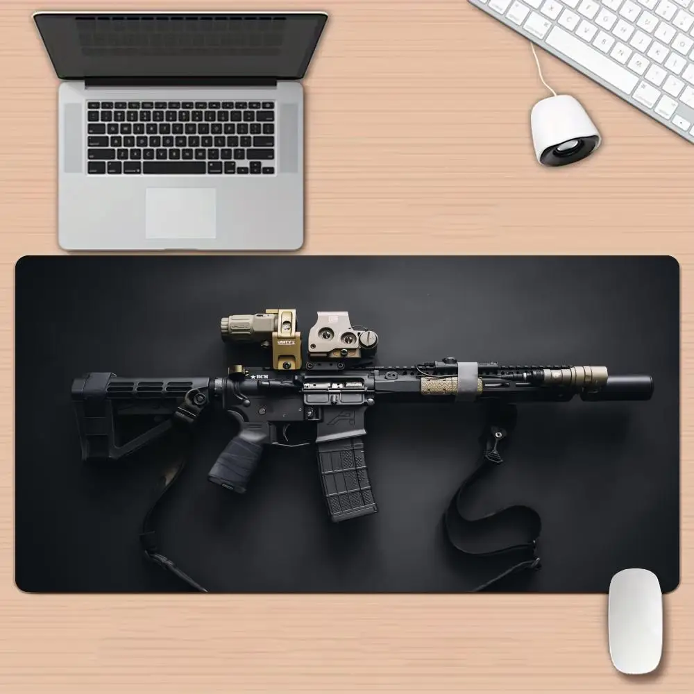 Tactical Rifle Theme Large Mouse Pad Desk Mat Stitched Edge Non-Slip Durable Pc Accessories Gun Parts Table Mats Mouse Carpet