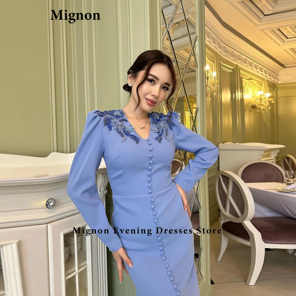 Mignon-vestido sereia crepe, decote em v, beading, vestidos sexy de baile, vestido de noite para eventos especiais, estilo moderno